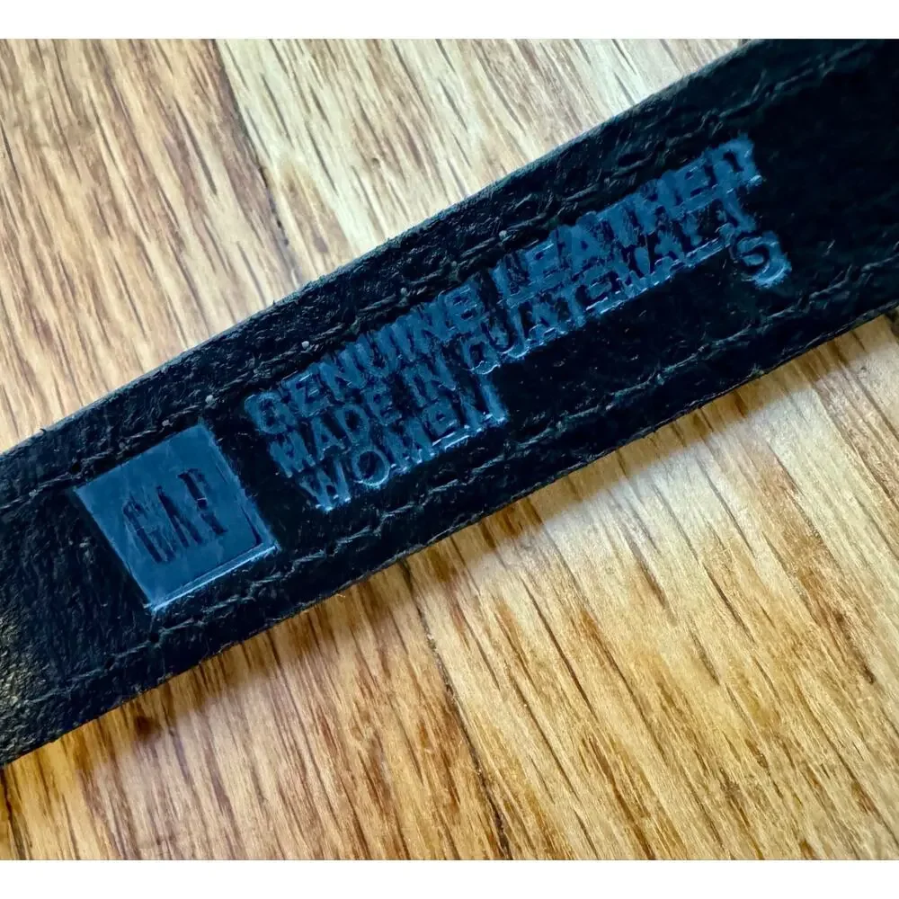 Gap Genuine Leather Skinny Contrast Stitch Belt Black Small